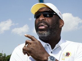 Washington Redskins Senior Vice President of Player Personnel Doug Williams watches during the NFL football team's rookie minicamp at the Redskins Park in Ashburn, Va., Friday, May 11, 2018. Williams' connection to Grambling and other Historically Black Colleges and Universities could be a boon for the Redskins in finding another source of talent.