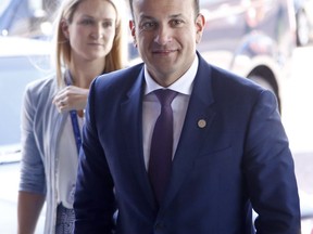 Irish Prime Minister Leo Varadkar arrives for a meeting of the EPP at a hotel in Sofia, Bulgaria, Wednesday, May 16, 2018. Heads of State of the EU and Western Balkan countries will attend a dinner on Wednesday and meet for a summit at Sofia's National Palace of Culture on Thursday.