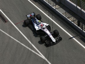 Williams driver Robert Kubica of Poland steers his car during a free practice at the Barcelona Catalunya racetrack in Montmelo, just outside Barcelona, Spain, Friday, May 11, 2018. The Formula One race will take place on Sunday.