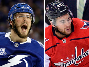 Physical, but also with hockey sense: Tampa Bay Lightning’s J.T. Miller and Washington Capitals’ Tom Wilson.
