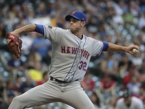 New York Mets starting pitcher Steven Matz throws during the first inning of a baseball game against the Milwaukee Brewers Thursday, May 24, 2018, in Milwaukee.