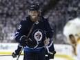 Winnipeg Jets forward Patrik Laine grimaces during a break in play in Game 6 against the Nashville Predators on May 7.