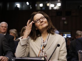FILE - In this May 9, 2018, file photo, Gina Haspel arrives to her confirmation hearing at the Senate Intelligence Committee on Capitol Hill in Washington. Haspel's 33-year spy career began as the Cold War was thawing, but she was in the shadows countering Russian intelligence agencies that never stopped trying to penetrate the U.S. government. It's experience she can tap as she leads the agency amid rising tensions with Moscow.