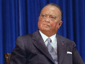 FILE - In this July 1, 1971, file photo, FBI Director J. Edgar Hoover, is shown at the graduation ceremonies for the Federal Bureau of Investigation in Washington.   Government informants are an age-old investigative tactic that's as much a part of the FBI's 110 years of history as J. Edgar Hoover or its "10 Most Wanted" list.