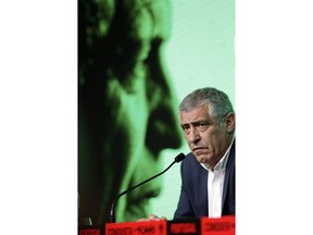 Portugal coach Fernando Santos announces his World Cup squad, during a press conference, at the Portuguese federation headquarters in Oeiras, outside Lisbon, Thursday, May 17, 2018.