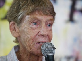 Australian Roman Catholic nun Sr. Patricia Fox, answers questions during a news conference following a decision from the Bureau of Immigration turning down her appeal for the reversal of an order revoking her missionary visa Thursday, May 24, 2018, in Quezon city northeast of Manila, Philippines. Sr. Pat was ordered to leave within 30 days after President Rodrigo Duterte complained about her joining opposition rallies.