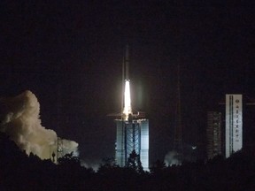 China has launched a relay satellite as part of a groundbreaking program to land a probe on the far side of the moon this year. The China National Space Administration said on its website that the satellite lofted into space early Monday aboard a Long March-4C rocket will facilitate communication between controllers on Earth and the Chang'e 4 mission.