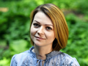 Yulia Skripal, who was poisoned in Salisbury, England, along with her father, former Russian spy Sergei Skripal, speaks to reporters in London, on May 23, 2018.