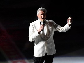Announcer Michael Buffer introduces the starting lineups prior to Game 1 of the Stanley Cup final in Las Vegas on May 28.