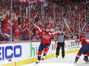 In this June 2 file photo, Washington Capitals forward Evgeny Kuznetsov celebrates his goal in Game 3 against the Vegas Golden Knights.