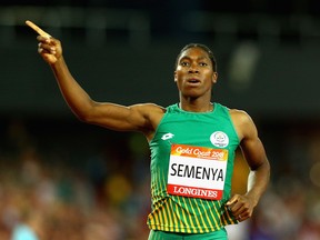 In this April 13 file photo, Caster Semenya celebrates her gold medal in the women's 800 metres at the Commonwealth Games in Australia.