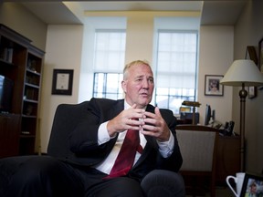 Liberal MP Bill Blair talks to reporter John Ivison in his office in the Wellington Building in Ottawa, Thursday June 7, 2018.