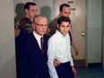 This June 1968 file photo shows Sirhan Sirhan, right, then a suspect in the shooting of Sen. Robert F. Kennedy, with his attorney Russell E. Parsons in Los Angeles.