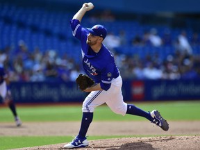 Blue Jays starter Marco Estrada delivers a pitch to the Washington Nationals during their game Saturday at Rogers Centre in Toronto.