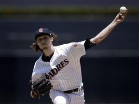 San Diego Padres starting pitcher Matt Strahm works against a Atlanta Braves batter during the first inning of a baseball game Wednesday, June 6, 2018, in San Diego.