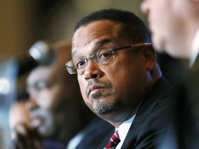FILE - In this Dec. 2, 2016 file photo, U.S. Rep. Keith Ellison, D-Minn., listens during a forum on the future of the Democratic Party, in Denver. Ellison, the first Muslim elected to Congress, filed papers Tuesday, June 5, 2018, to run for Minnesota attorney general. Ellison, also the vice chairman of the Democratic National Committee, filed just hours ahead of a deadline.