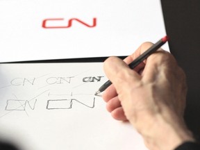 Sketching the CN logo.