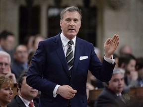 Conservative MP Maxime Bernier asks a question during question period in the House of Commons on Parliament Hill in Ottawa on May 31, 2017. Conservative Leader Andrew Scheer has removed Quebec MP Maxime Bernier from his role as the party's innovation critic. A senior Conservative source tells