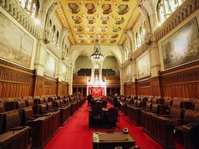 Workers clean the Senate chambers on Parliament Hill, in Ottawa, Thursday January 27, 2011. Prime Minister Justin Trudeau announced that the Governor General appointed Julie Miville-Dechêne as an independent Senator to fill a vacancy in Quebec.