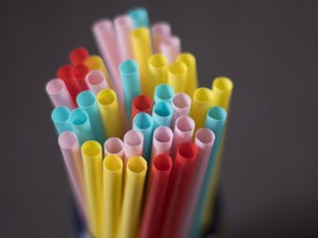 Plastic straws are pictured in North Vancouver, B.C. on Monday, June 4, 2018. The political aide to Canada's environment minister says Canada is looking at reducing how much plastic the federal government uses as it seeks a national strategy to curb Canada's addiction to plastic.