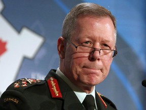 Chief of Defence Staff Gen. Jonathan Vance delivers a keynote presentation at the CDA Conference on Security and Defence in Ottawa on Friday, February 23, 2018. Vance says he is not happy with the length of time that it takes the Canadian Forces to conduct internal inquiries into suspected suicides and other deaths.THE CANADIAN PRESS/Fred Chartrand