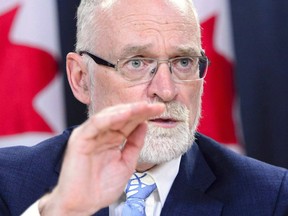 Auditor General Michael Ferguson holds a press conference following the tabling of the AG Report in the House of Commons in Ottawa on Tuesday, May 29, 2018. Ferguson stands by his characterization of the Phoenix pay system as an "incomprehensible failure" and his critique of public service culture days after the country's top bureaucrat slammed those aspects of his spring report.