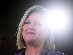 Ontario NDP Leader Andrea Horwath addresses supporters at a rally in Toronto on Monday, April 16, 2018, as she unveils her party's platform for the forthcoming provincial election.