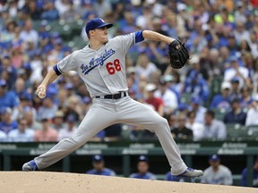 Los Angeles Dodgers starting pitcher Ross Stripling delivers during the first inning of a baseball game against the Chicago Cubs Wednesday, June 20, 2018, in Chicago.