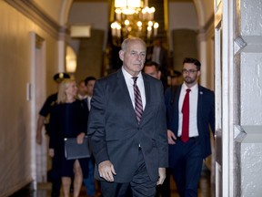 President Donald Trump's chief of staff John Kelly arrives for a meeting with President Donald Trump on Capitol Hill in Washington, Tuesday, June 19, 2018, as Trump rallies Republicans around a GOP immigration bill.