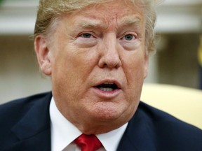 President Donald Trump speaks to the media regarding the announcement that Supreme Court Associate Justice Anthony M. Kennedy is retiring, during his meeting with Portuguese President Marcelo Rebelo de Sousa in the Oval Office of the White House in Washington, Wednesday, June 27, 2018.