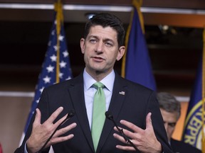 Speaker of the House Paul Ryan, R-Wis., takes questions from reporters following a closed-door GOP meeting on immigration, on Capitol Hill in Washington, Wednesday, June 13, 2018. Ryan says compromise legislation is in the works on immigration that has an "actual chance at making law and solving this problem." The Wisconsin Republican gave an upbeat assessment to reporters after brokering a deal between party factions on a process to consider rival GOP immigration plans to protect young "Dreamer" immigrants brought illegally to the U.S. as children.