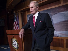 Sen. Bill Nelson, D-Fla., discusses his visit to inspect a shelter in Homestead, Fla., this weekend that houses children forcibly taken from their parents at the U.S.-Mexico border, during a news conference at the Capitol in Washington, Monday, June 25, 2018. Nelson said he will question Health and Human Services Sec. Alex Azar about the children when he appears Tuesday before the Senate Finance Committee.