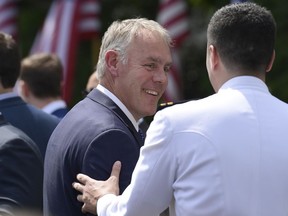 Interior Secretary Ryan Zinke attends the "Celebration of America" event at the White House, Tuesday, June 5, 2018, in Washington, in lieu of a Super Bowl celebration for the NFL's Philadelphia Eagles that he canceled.