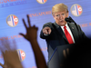 U.S. President Donald Trump answers questions about the summit with North Korea leader Kim Jong Un during a press conference at the Capella resort on Sentosa Island Tuesday, June 12, 2018 in Singapore.