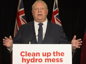 Ontario PC Leader Doug Ford announces his intention to fire the CEO as well as the entire board of Hydro One, in Toronto, Ont. on April 12, 2018.