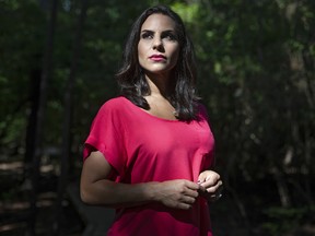 Jackie Chambers, a model who worked as a non-cheering cheerleader for the Houston Texans last season, is shown at a park in Kingwood, Tex., on May 23.