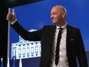 FIFA President Gianni Infantino arrives at the FIFA congress on the eve of the opener of the 2018 soccer World Cup in Moscow, Russia, Wednesday, June 13, 2018. The congress in Moscow is set to choose the host or hosts for the 2026 World Cup.