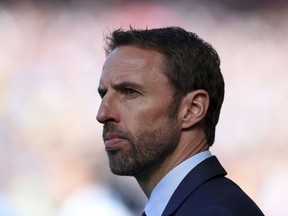 FILE - In this Saturday, June 10, 2017 filer, England manager Gareth Southgate looks on during the World Cup Group F qualifying soccer match between Scotland and England at Hampden Park, Glasgow, Scotland, Saturday, June 10, 2017.