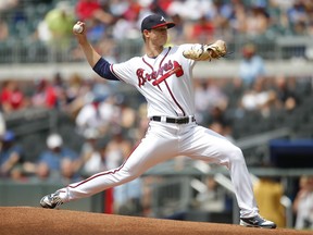 Atlanta Braves starting pitcher Michael Soroka delivers in the first inning of a baseball game against the New York Mets, Wednesday, June 13, 2018, in Atlanta.
