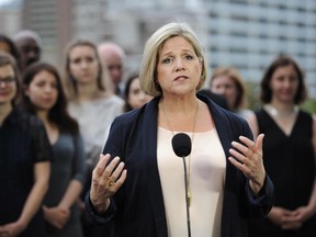 Ontario NDP leader Andrea Horwath speaks at a press conference in Toronto on Thursday, May 31, 2018.