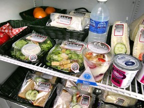 Lunch options are seen at a secondary school cafeteria.