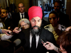 NDP Leader Jagmeet Singh speaks to reporters in the foyer of the House of Commons on Parliament Hill in Ottawa on Tuesday, June 19, 2018.