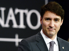 Prime Minister Justin Trudeau speaks at the NATO Summit in Brussels, Belgium on May 25, 2017.