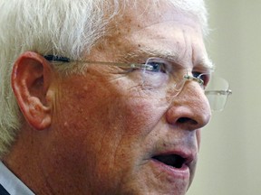 FILE - In this Aug. 14, 2017 file photo, U.S. Sen. Roger Wicker, R-Miss., speaks with reporters prior to an address before mid-Mississippi business leaders in Jackson, Miss. Wicker faces one opponent in the party primary for his Senate seat, Tuesday, June 5, 2018.