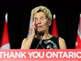 Outgoing Ontario premier Kathleen Wynne speaks at a press conference at the provincial legislature on Friday, June 8, 2018.