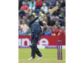 England's Jason Roy hits the ball during the One Day International match at the SSE SWALEC Stadium, Cardiff, Saturday June 16, 2018.