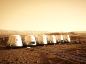 Artists rendering of a project to start the first human colony on Mars by 2023.