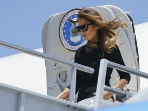 First lady Melania Trump arrives in Phoenix, Thursday, June 28, 2018.