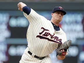 Minnesota Twins pitcher Kyle Gibson throws against the Los Angeles Angels in the first inning of a baseball game Saturday, June 9, 2018, in Minneapolis.