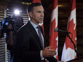 Minister of Finance Bill Morneau speaks to the media in Calgary, Alta., Wednesday, May 30, 2018.